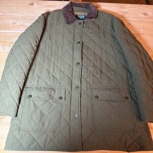 RALPH LAUREN Diamond-Quilted Mockneck Coat, Green size 1X